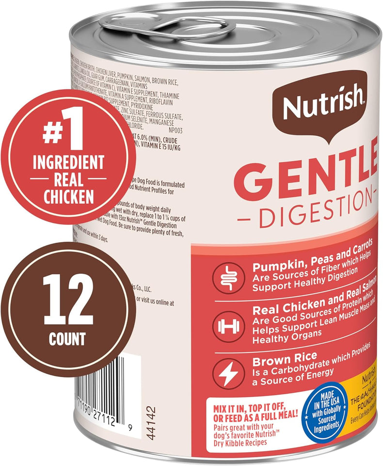 rachael ray nutrish gentle digestion premium paté wet dog food real chicken pumpkin & salmon recipe 12 count