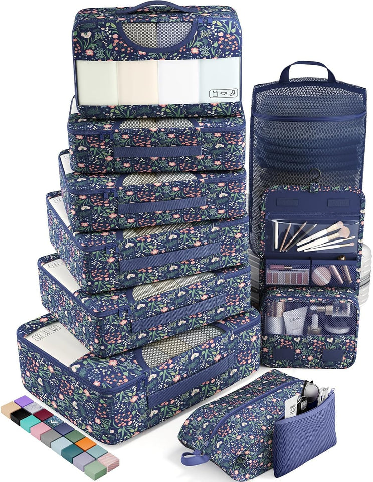 vekens 8-set packing cubes nylon organizer bags for beach vacation cruise ship travel essentials suitcase