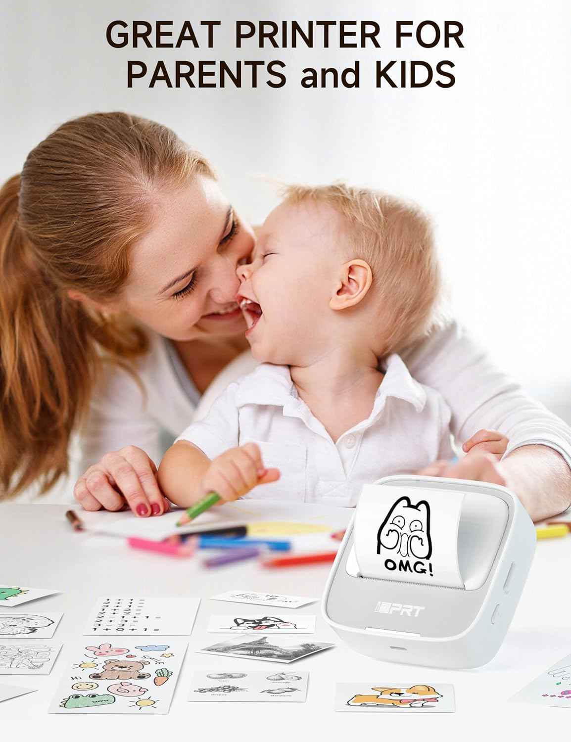 iDPRT Portable Sticker Maker Machine with 1 Roll Sticker Paper, Mini Printer Efficiently and Quickly, Thermal Printer for Study Notes, Pictures, DIY, Label, Free App with Multiple Templates, Grey