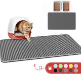 Cat Litter Mat - 23.2'' x 14.6'' Small Litter Trapping Mat, Easy to Clean Litter Box Mat, Waterproof, Urine-Proof, Non-Slip Kitty Litter Mats for Floor, Grey