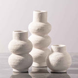 Ceramic Vase Home Table Decor - White Flower Vase Set of 3 Living Room Kitchen Decorations Farmhouse Modern Rustic Vases Decorative Centerpiece for Shelf Bedroom Office Bathroom Dining Coffee Desk