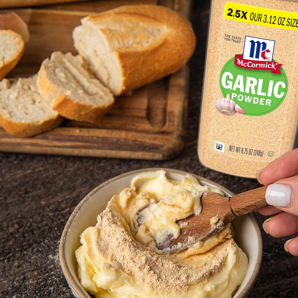 McCormick 8.75 oz Garlic Powder, Non GMO, 2.5X Larger Size, Savory Dishes