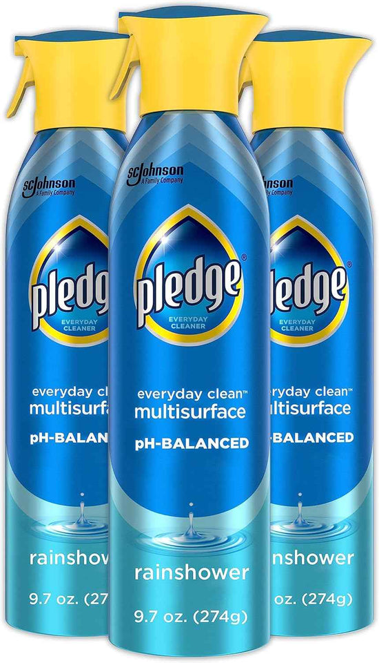 Pledge pH-Balanced Multisurface Spray, Everyday Cleaner, Rainshower Scent, 9.7oz (Pack of 3)