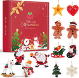 Mini Christmas Ornaments, Sooez Set of 24 Cute Miniature Resin Christmas Tree Ornament Figures Advent Calendar Fillers, Durable & Well-Crafted 3-D Figurines with Gold Loops for Easy Hanging