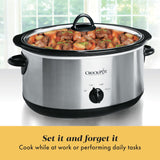 Crock-Pot 7 Quart Oval Manual Slow Cooker, Stainless Steel (SCV700-S-BR), Versatile Cookware for Large Families or Entertaining