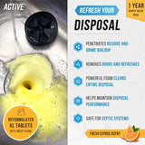 Garbage Disposal Cleaner Deodorizer Tablets - 24 Pack, New Powerful XL Foaming Tablet - Fresh Citrus Foam Sink Garburator Disposer Freshener, Natural Kitchen Drain Cleaning Care - 1 Year Supply - Rayz Mart