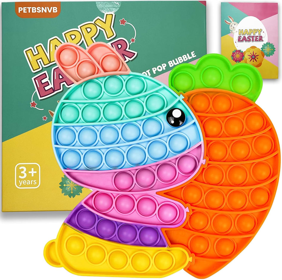 white easter bunny poppers bunny carrot pop bubble fidget sensory toys puzzle popper for kids toddler gift development toy