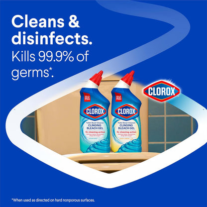 CLOROX Toilet Bowl Cleaner Clinging Bleach Gel, Ocean Mist, 24 Fl Oz, Pack of 2 (Package May Vary) - Rayz Mart