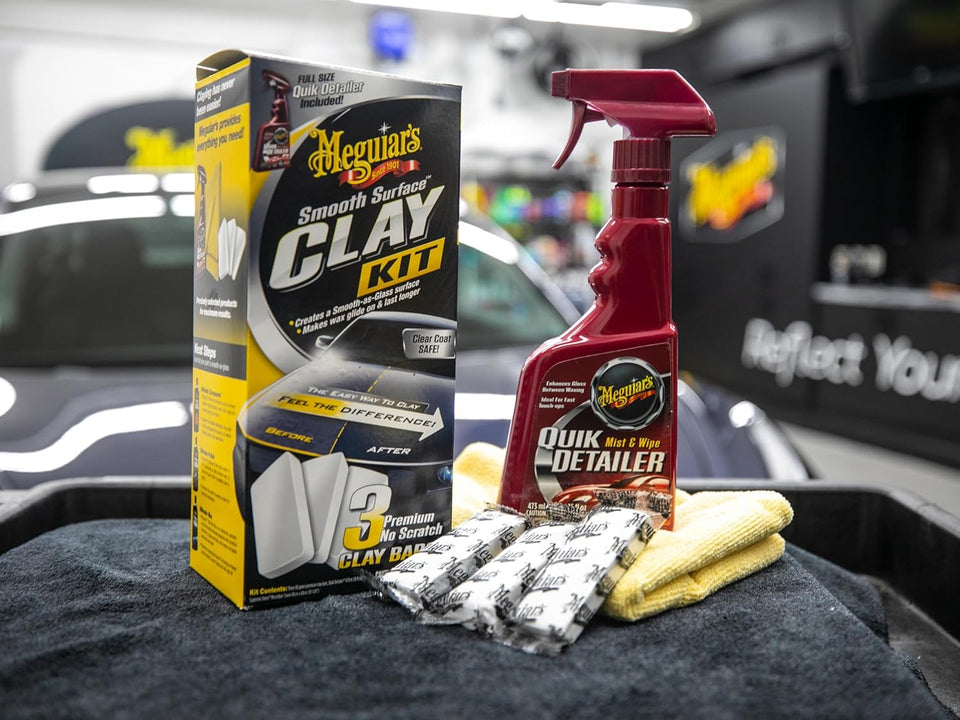 Meguiar's G191700 smooth surface clay kit for safe and easy car claying, glass finish results