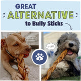 Pawstruck natural collagen braids for dogs, 3 pack, long-lasting rawhide alternative with chondroitin and glucosamine, 10-13 inches, large size