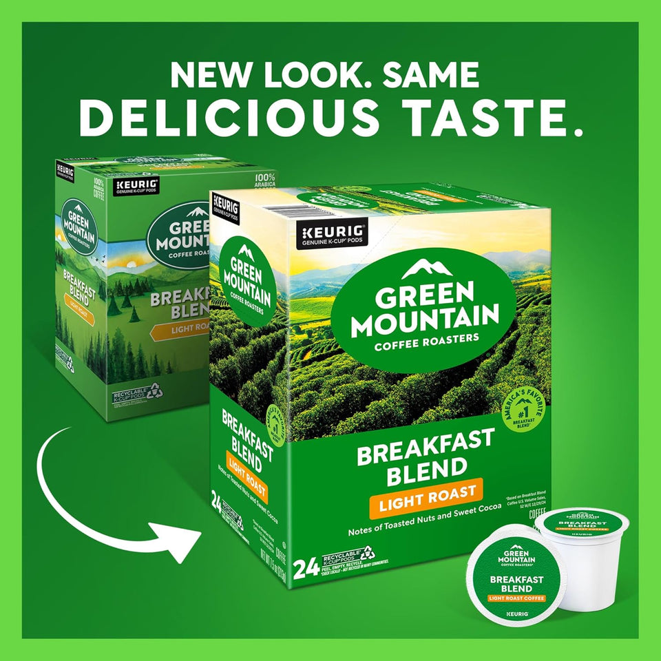 Green Mountain Coffee Roasters Breakfast Blend Single-Serve Keurig K-Cup Pods, Light Roast Coffee, 96 Count