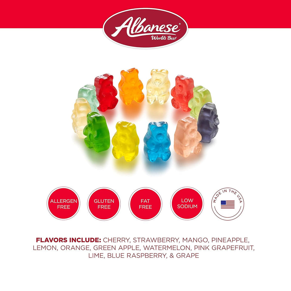 albanese 12 flavor gummi bears, 36oz bulk bag, soft & chewy, gluten-free & allergy friendly