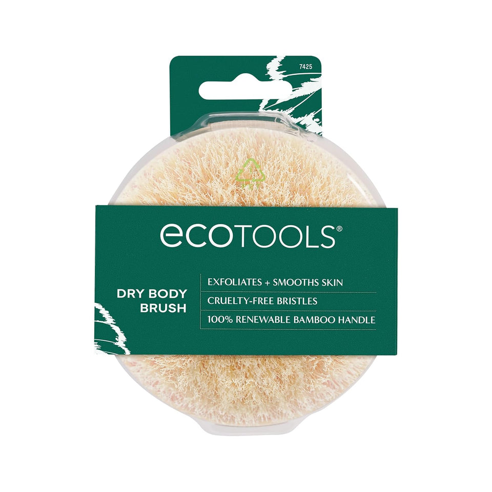EcoTools cruelty-free dry body brush with synthetic bristles and bamboo handle, perfect for exfoliating and smoothing skin