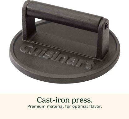 Cuisinart 6.5" Cast Iron Smashed Burger Press for Crispy Smash Burgers