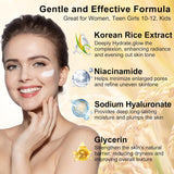 Doyeewo 6-piece women's glass skincare set with Korean rice extract, hydrate glow repair anti-aging facial routine kit for normal, dry, oily, combination skin types