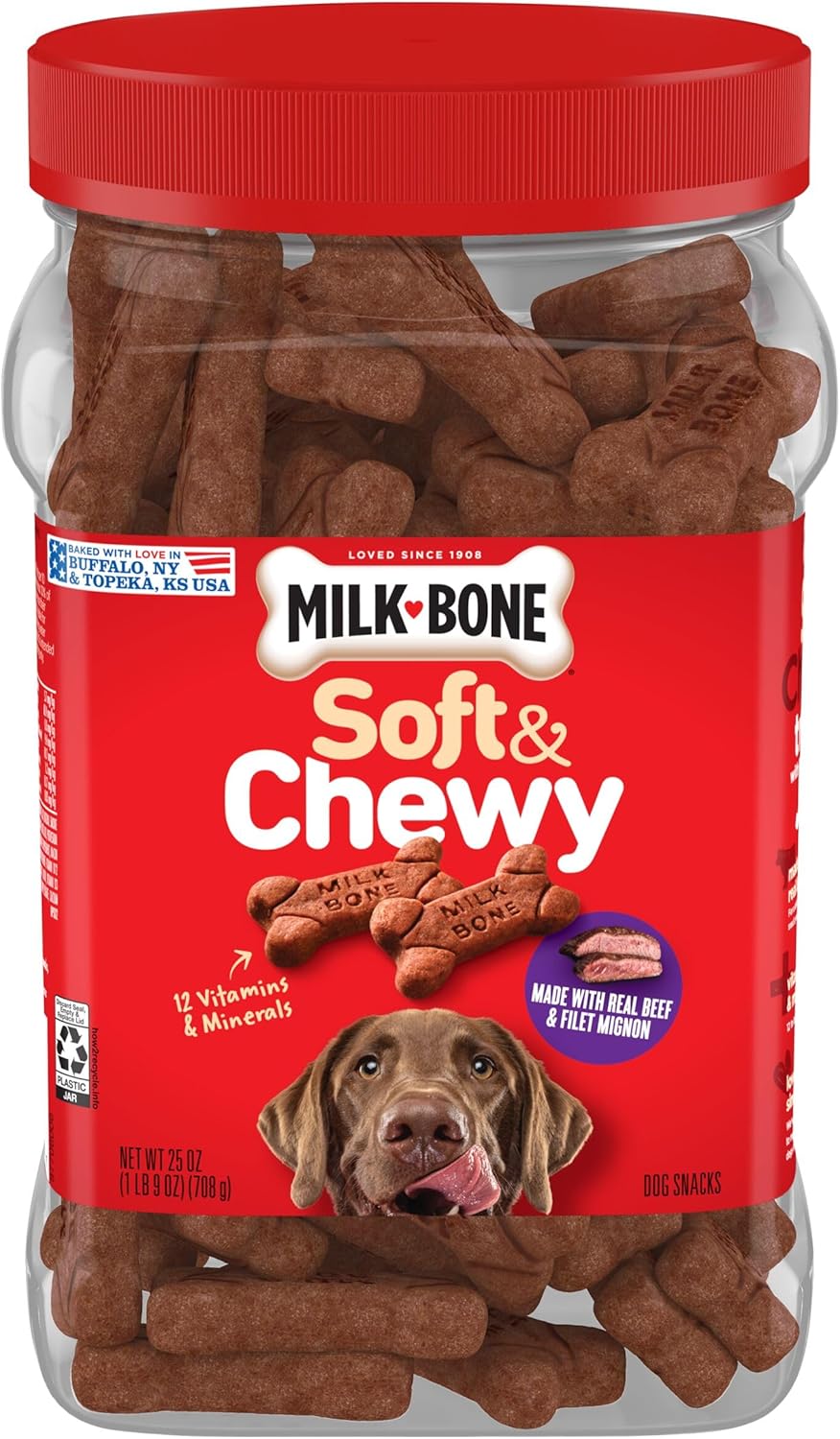 Milk-Bone Soft & Chewy Dog Treats, Beef & Filet Mignon Recipe, 25 Ounce