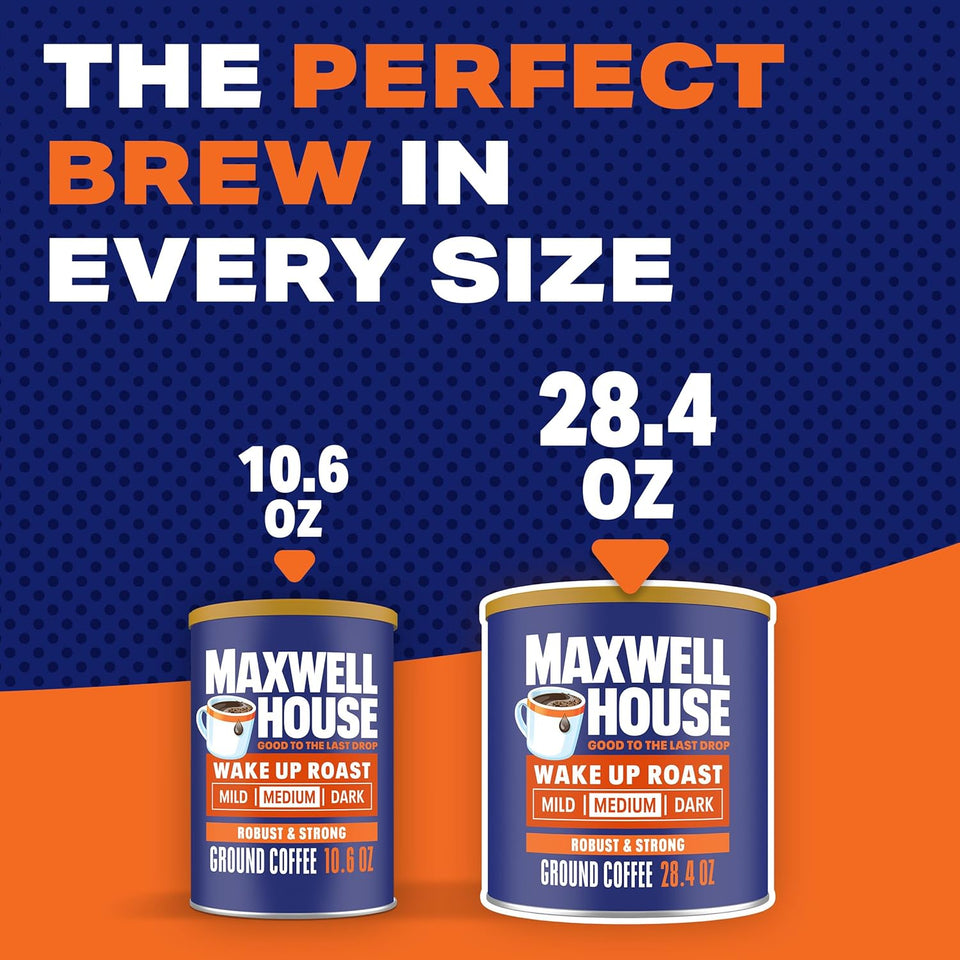 Maxwell House medium roast coffee, 28.4 oz canister, ground coffee for daily use