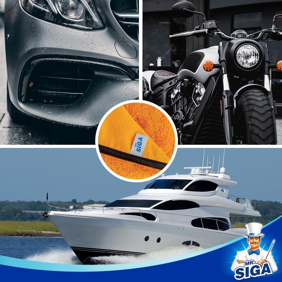 MR.SIGA premium microfiber car washing and detailing towels, dual-sided, gold, 6 pack, 15.7 x 23.6 inch
