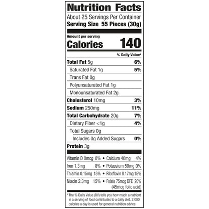 Goldfish cheddar cheese crackers, 27.3 oz carton, 100% real cheese, plant-based colors, 55 pieces per serving