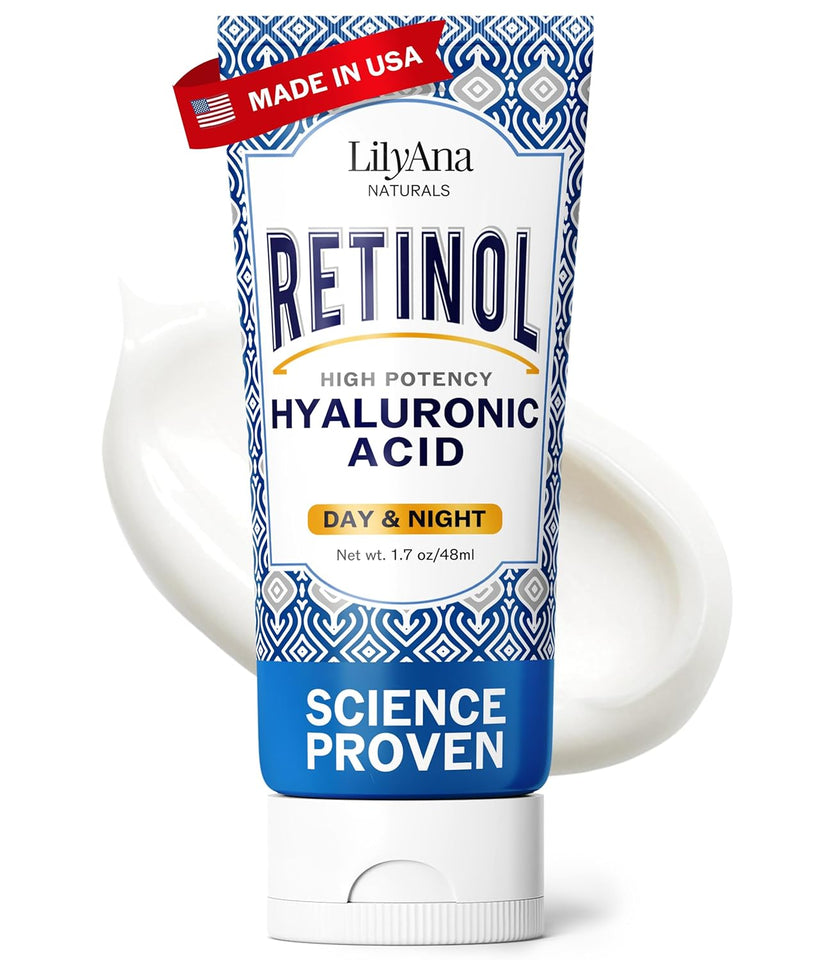 LilyAna Naturals Anti Aging Retinol Face Cream for Women – Wrinkle & Neck Cream for Firming, Retinol Moisturizer for Face with Hyaluronic Acid, Hydrating Night Cream for Fine Lines, Collagen Boost