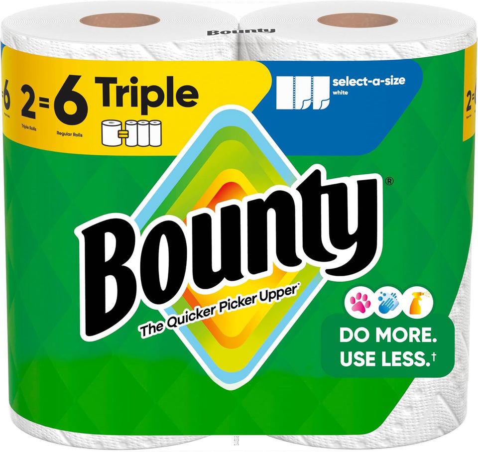 Bounty Select-A-Size Paper Towels, White, 8 Triple Rolls = 24 Regular Rolls - Rayz Mart
