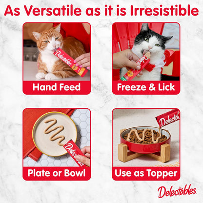 Delectables Squeeze Up Variety Pack, Creamy Squeezable PLree, Lickable Wet Cat Treats, Grain Free, No Added Fillers, No By-Products, No Added Preservatives, 0.5 Ounces Tube, 54 Tubes Total