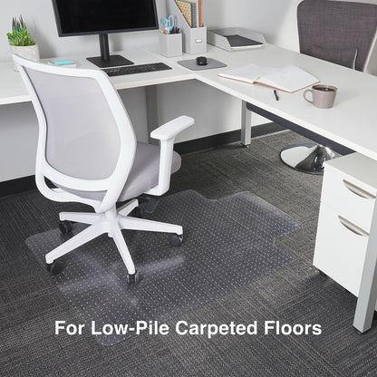 Staples Office Chair Mat, Clear Floor Mats with Lip, Flat-Pile Carpets, Extended Under-Desk Coverage, 48 x 36 Inch, Smooth Glide