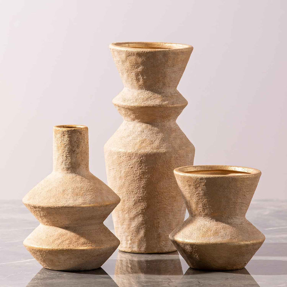 Ceramic Vase Home Table Decor - White Flower Vase Set of 3 Living Room Kitchen Decorations Farmhouse Modern Rustic Vases Decorative Centerpiece for Shelf Bedroom Office Bathroom Dining Coffee Desk