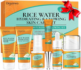 Doyeewo 6-piece women's glass skincare set with Korean rice extract, hydrate glow repair anti-aging facial routine kit for normal, dry, oily, combination skin types