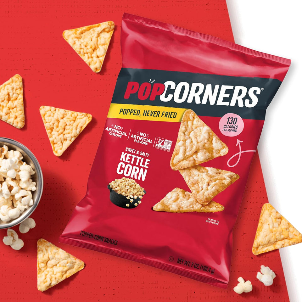 popcorners popped corn snacks sweet & salty kettle corn 1 ounce pack of 20