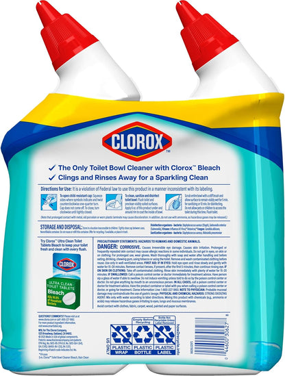 CLOROX Toilet Bowl Cleaner Clinging Bleach Gel, Ocean Mist, 24 Fl Oz, Pack of 2 (Package May Vary) - Rayz Mart