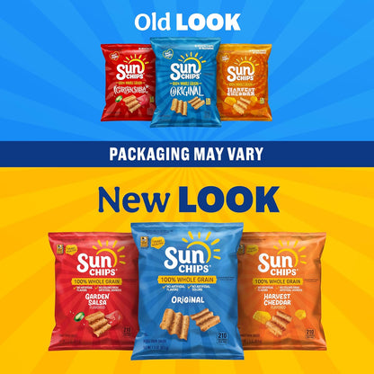 SunChips 100% Whole Grain Chips Variety Pack, 40 1 oz Bags, No Artificial Flavors or Colors
