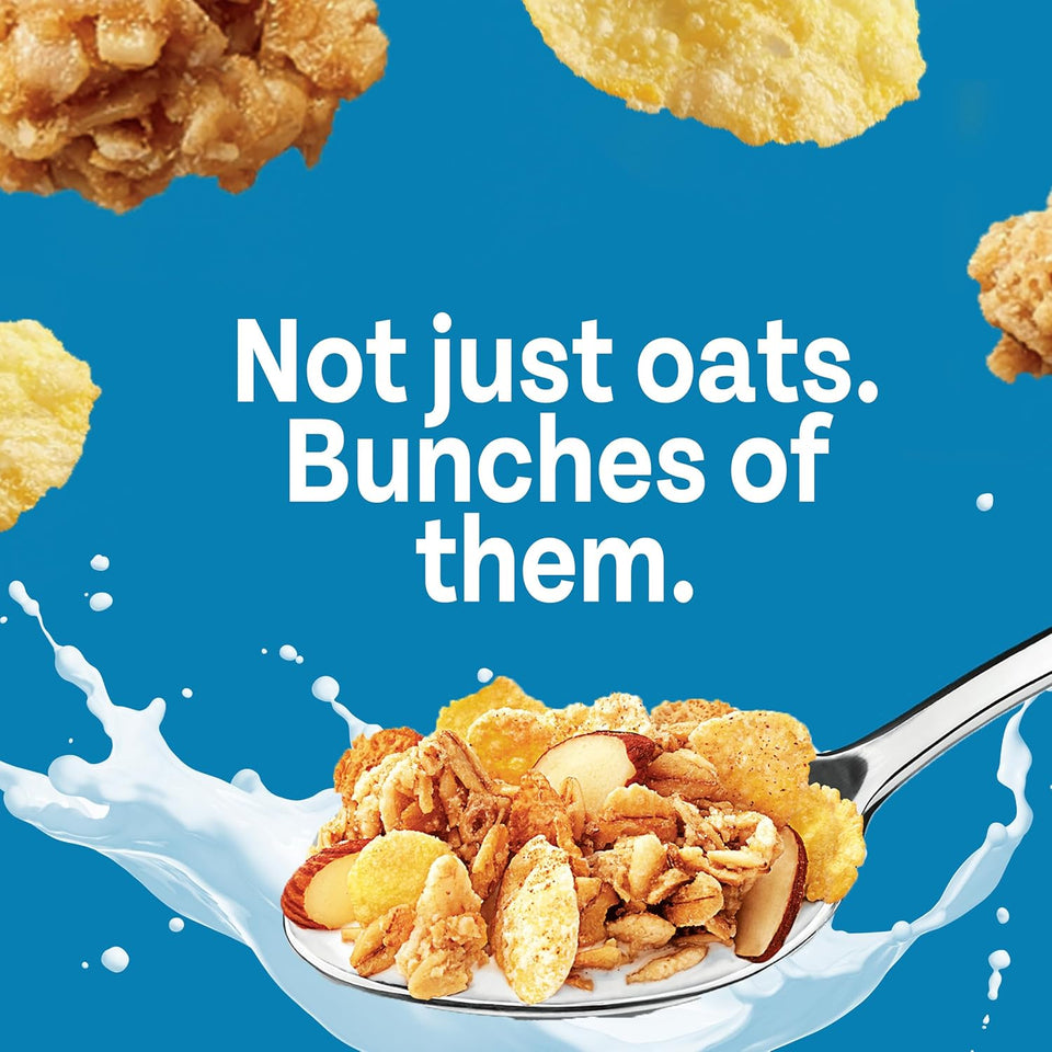 Post honey bunches of oats with almonds breakfast cereal, 18 oz family size box, whole grains, vitamins and minerals