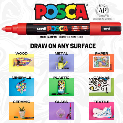 POSCA 8-Color Paint Marker Set, PC-5M Medium