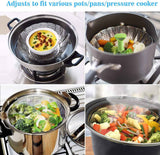 Consevisen Vegetable Steamer Basket for Cooking Food, Stainless Steel Veggie Steam Basket for Pot, Folding Expandable Steaming Insert with Extendable Handle Fits Various Size Pot, 5.1" to 9"