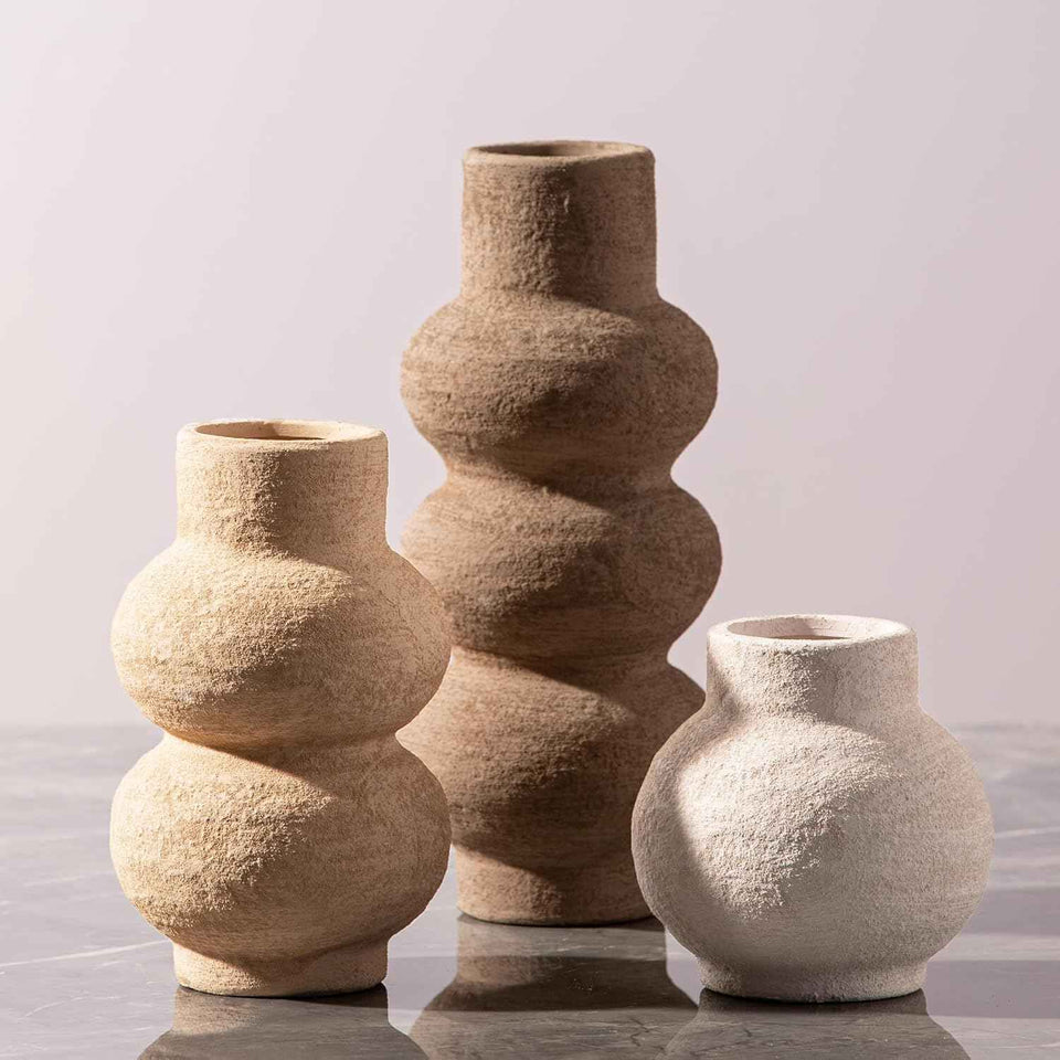 Ceramic Vase Home Table Decor - White Flower Vase Set of 3 Living Room Kitchen Decorations Farmhouse Modern Rustic Vases Decorative Centerpiece for Shelf Bedroom Office Bathroom Dining Coffee Desk