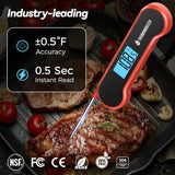 0.5 Sec Instant Read Meat Thermometer Digital with ±0.5℉ Precision, Food Thermometer for Cooking Kitchen Gadgets, Oven Grill Candy BBQ Essentials Accessories, Gifts for Him Dad Men Birthday, Red