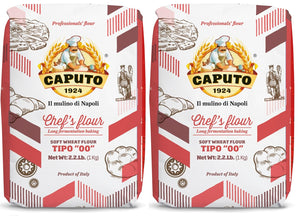 caputo chefs flour 2.2 lb pack of 2 italian double zero 00 soft wheat for pizza dough bread and pasta