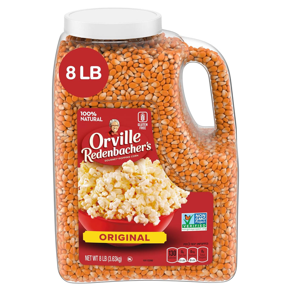 Orville Redenbacher's Gourmet Popcorn Kernels Original Yellow 100% Natural Non-GMO 8 lb Jug