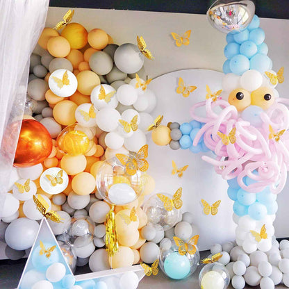 SAOROPEB 3D Butterfly Wall Decor - 48 Pcs, 4 Styles, 3 Sizes, Gold Butterfly Decorations for Birthday & Party Celebrations, Removable Stickers