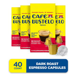 Café Bustelo dark roast espresso capsules, 40 count, Nespresso Original Line compatible, intensive flavor