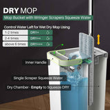 JOYMOOP Mop and Bucket Set with Wringer, Flat Mops for Floor Cleaning, Wall Mop Cleaner with Long Handle, Hardwood Floor Mop with 4 Microfiber Pads