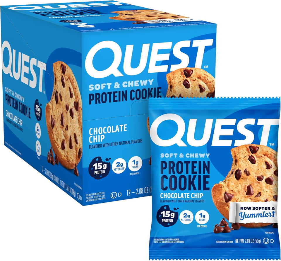 quest nutrition chocolate chip protein cookie 12 count 15g protein keto friendly