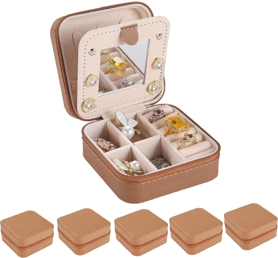 keLofoN small pink jewelry case with mirror travel gift for girls women