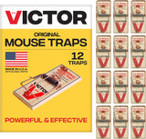 Victor Mouse Traps M150-12, Metal Pedal, Sustainably Sourced FSC Wood, Wooden Mouse Traps - Pack of 12