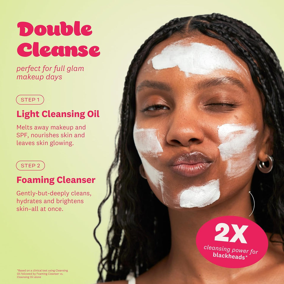 The Face Shop Rice Water Bright Double Cleansing Duo Set with Ceramide, Korean Skincare, Gentle Face Wash, Pore Control Cleansing Oil, Hydrating, Moisturizing