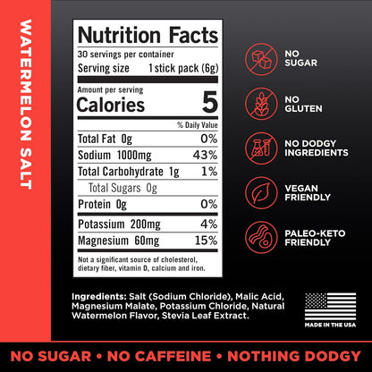 LMNT Zero Sugar Electrolytes - Watermelon Salt | Drink Mix | 30-Count