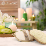 almooni natural loofah exfoliating body scrubber, 2-count pack, for women and men with natural egyptian loofah sponge