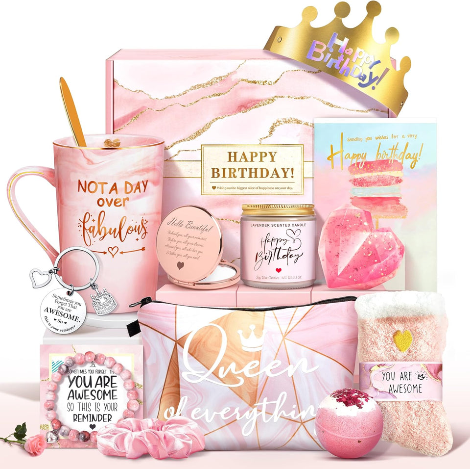 Jumway Not A Day Over Fabulous Ceramic Marble Mug Gifts Set for Women, Birthday Gift Ideas for Her, Friends, Coworkers