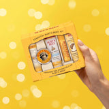 Burt's Bees essentials set with deep cleansing cream, hand salve, body lotion, foot cream, and lip balm - travel size